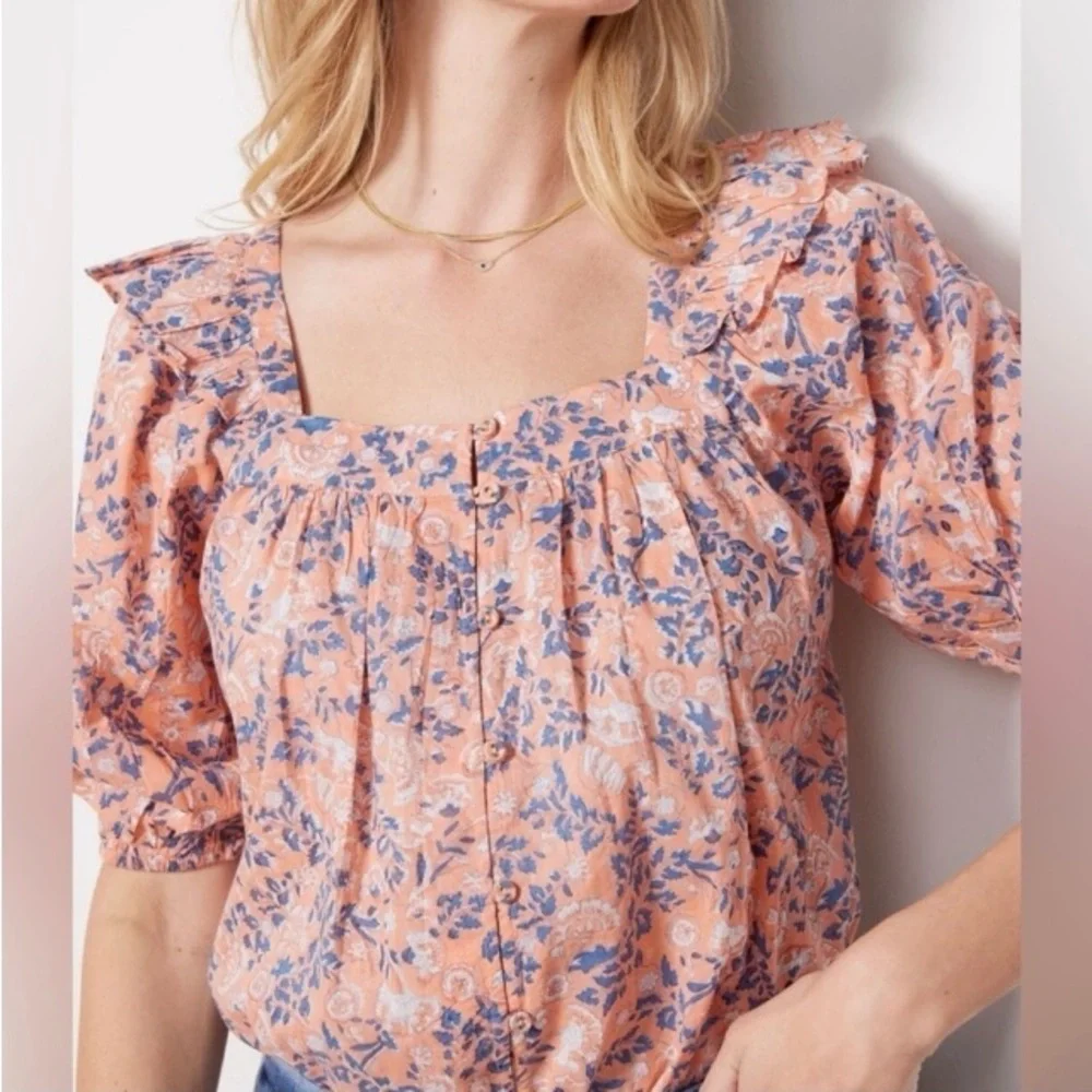 Cleobella Mariana Floral Positano Organic Cotton Blouse S Boho Romantic Feminine